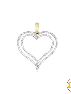 14KY 0.25CTW DIAMOND DOUBLE HEART PENDANT