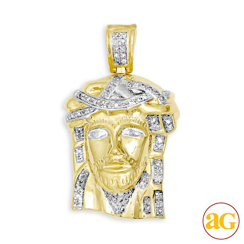 10KY 0.20CTW DIAMOND JESUS PENDANT [1.25 INCH]