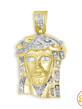 10KY 0.20CTW DIAMOND JESUS PENDANT [1.25 INCH]