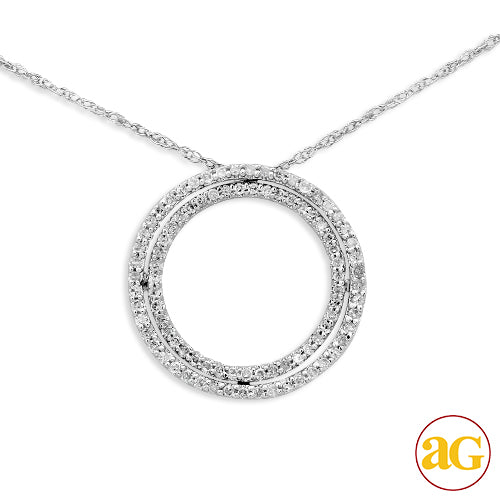 14KW 0.33CTW DIAMOND 2-ROW CIRCLE PENDANT