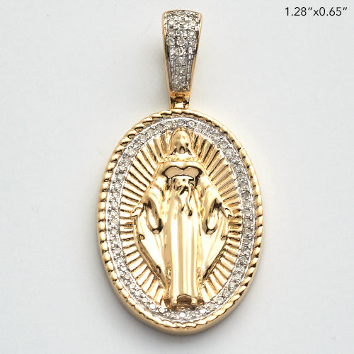 14KY 0.20CTW DIAMOND MOTHER MARY PENDANT