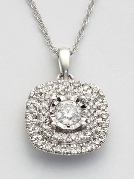 14KW 0.50CTW DIAMOND SQUARE SHAPED ILLUSION PENDAN