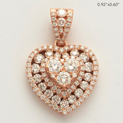 14KR 1.40CTW DIAMOND HEART CLUSTER PENDANT