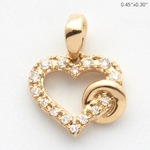 14KY 0.10CTW DIAMOND HEART WITH CIRCLE PENDANT