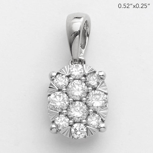 14KW 0.30CTW DIAMOND OVAL CLUSTER PENDANT