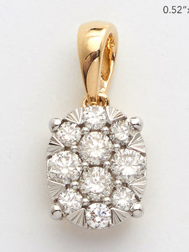 14KY 0.30CTW DIAMOND OVAL CLUSTER PENDANT