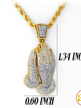 10KY 0.50CTW DIAMOND PRAYING HANDS PENDANT