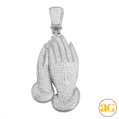 10KW 1.10CTW DIAMOND PRAYING HANDS PENDANT