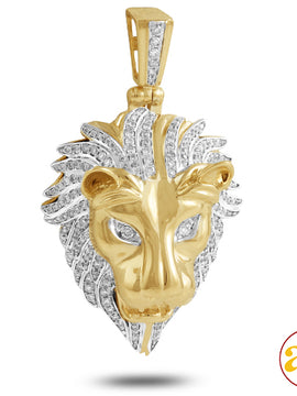 14KY 1.35 CTW DIAMOND LION HEAD PENDANT