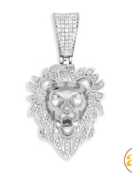 10KW 0.35CTW DIAMOND LION HEAD PENDANT