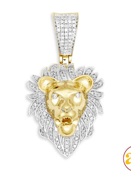 10KY 0.35CTW DIAMOND LION HEAD PENDANT