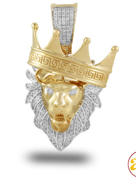 10KY 0.35CTW DIAMOND LION HEAD WITH TILTED CROWN