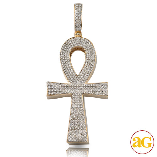 10KY 4.00CTW DIAMOND ANKH CROSS PENDANT