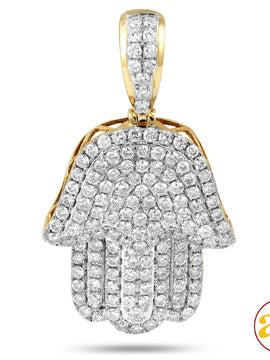 14KY 3.00CTW DIAMOND HAMZA PENDANT