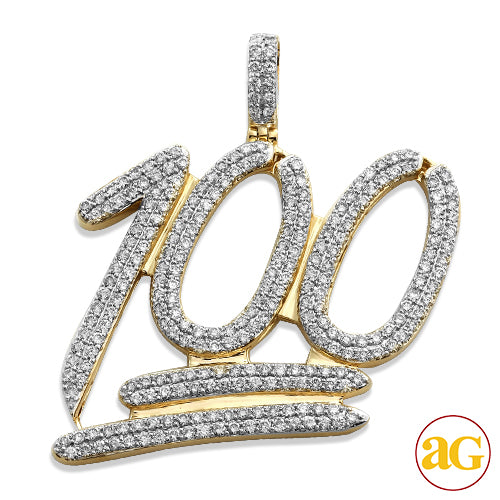 10KY 5.25CTW DIAMOND &quot;100&quot; PENDANT