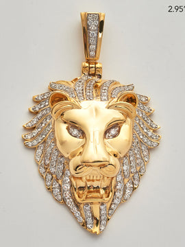 14KY 5.00CTW DIAMOND LION HEAD PENDANT