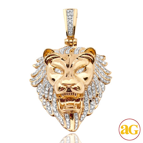 10KY 5.00CTW DIAMOND LION HEAD PENDANT