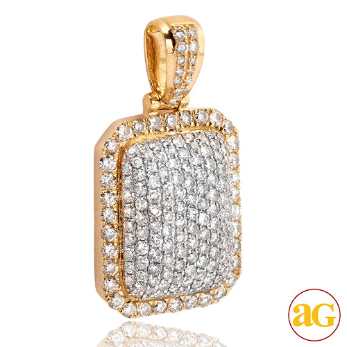 10KY 3.75CTW DIAMOND 3-D DOME DOGTAG PENDANT