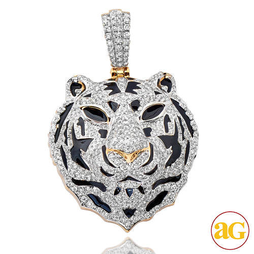 10KY 3.25CTW DIAMOND TIGER HEAD PENDANT