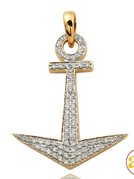 14KY 1.85CTW DIAMOND ANCHOR PENDANT