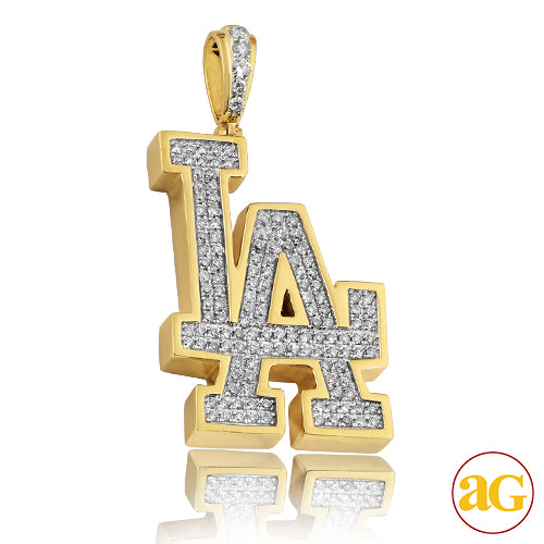 10KY 1.20CTW DIAMOND SPORTS LOGO &quot;LA&quot; PENDANT