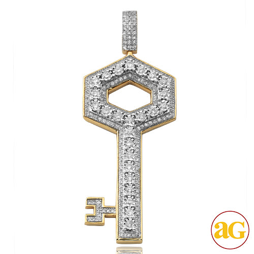 10KY 0.65CTW ILLUSION SET DIAMOND KEY PENDANT