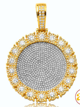 14KY 6.00CTW DIAMOND DISC PENDANT WITH FLEUR HEAD