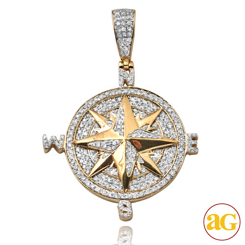 10KY 1.00CTW DIAMOND COMPASS PENDANT - SMALL