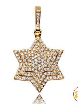 14KY 3.50CTW DIAMOND 3-D 'STAR OF DAVID' PENDANT