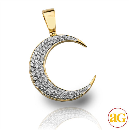 10KY 1.75CTW DIAMOND CRESCENT MOON PENDANT