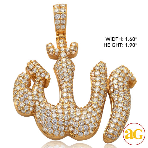 14KY 7.05CTW DIAMOND &apos;ALLAH&apos; PENDANT - ROUNDED