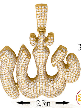 14KY 22.40CTW DIAMOND 'ALLAH' PENDANT - ROUNDED ED