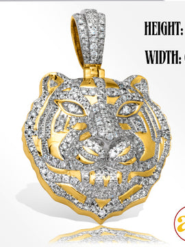 14KY 1.35CTW DIAMOND TIGER HEAD PENDANT