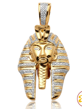 10KY 0.30CTW DIAMOND PHAROAH HEAD PENDANT