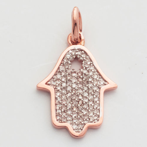 14KR 0.20CTW DIAMOND HAMZA PENDANT - 0.5&quot;