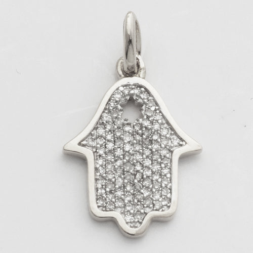 14KW 0.20CTW DIAMOND HAMZA PENDANT - 0.5&quot;