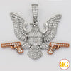 14KW+R 4.25CTW DIAMOND &apos;EAGLE WITH GUNS&apos; PENDANT