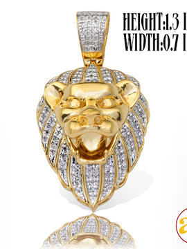 10KY 0.30CTW DIAMOND LION HEAD PENDANT