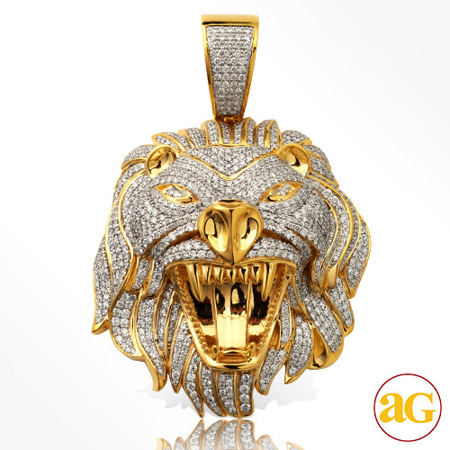 10KY 12.75CTW DIAMOND LION HEAD PENDANT