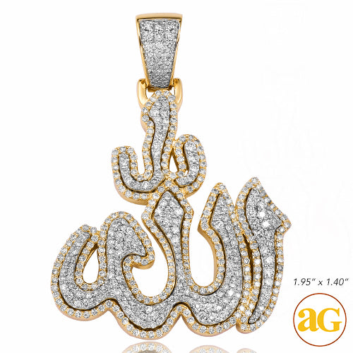 10KY+W TWO TONE 2.75CTW DIAMOND &apos;ALLAH&apos; PENDANT