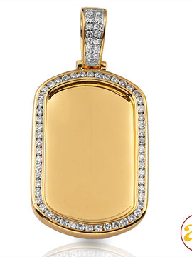 14KY 1.35CTW DIAMOND DOGTAG PENDANT - MIRROR PLATE