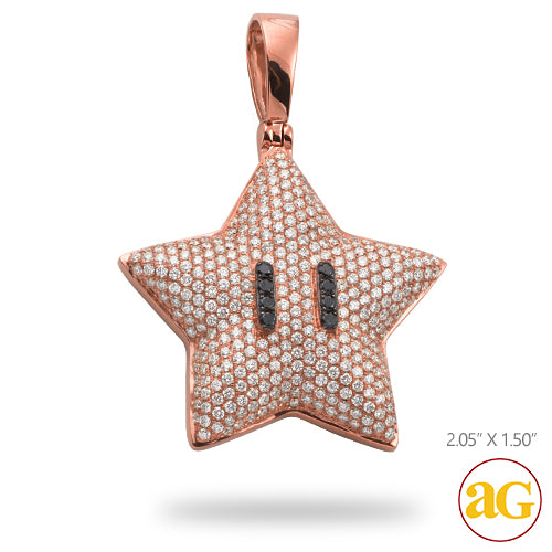 14KR 4.05CTW DIAMOND STAR EMOJI PENDANT WITH BLACK