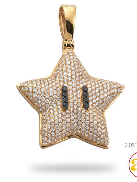 14KY 4.05CTW DIAMOND STAR EMOJI PENDANT WITH BLACK