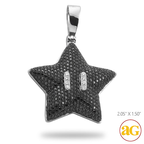 14KW 5.00CTW BLACK DIAMOND STAR EMOJI PENDNAT WITH