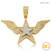 14KY+W 3.55CTW DIAMOND 3-D STAR WITH WINGS PENDANT