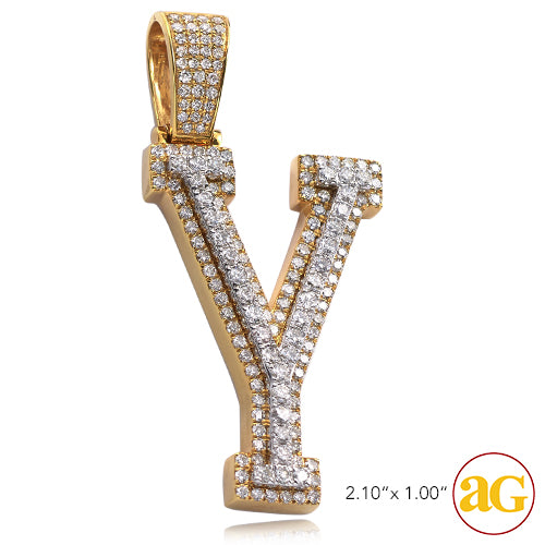 10KY+W 2.60CTW DIAMOND TWO TONE INITIAL PENDANT