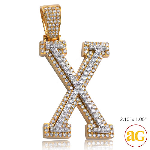 10KY+W 3.75CTW DIAMOND TWO TONE INITIAL PENDANT