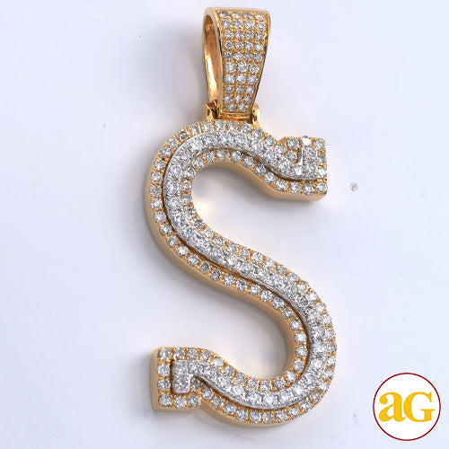 10KY+W 2.90CTW DIAMOND TWO TONE INITIAL PENDANT