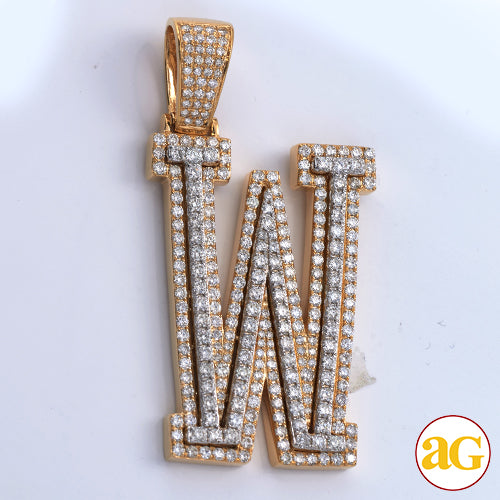 10KY+W 4.85CTW DIAMOND TWO TONE INITIAL PENDANT