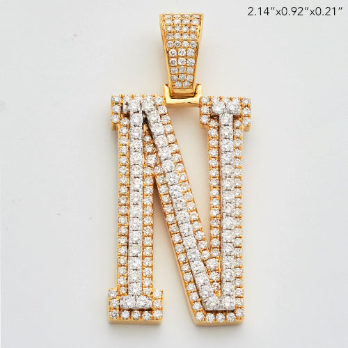 10KY+W 4.65CTW DIAMOND TWO TONE INITIAL PENDANT